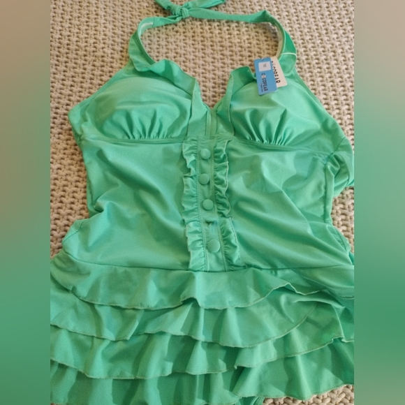 Cocopear Swim Cocopear Bright Lime Green Pin Up Girl Style Bathing